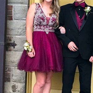 Short prom dress with bodice beading